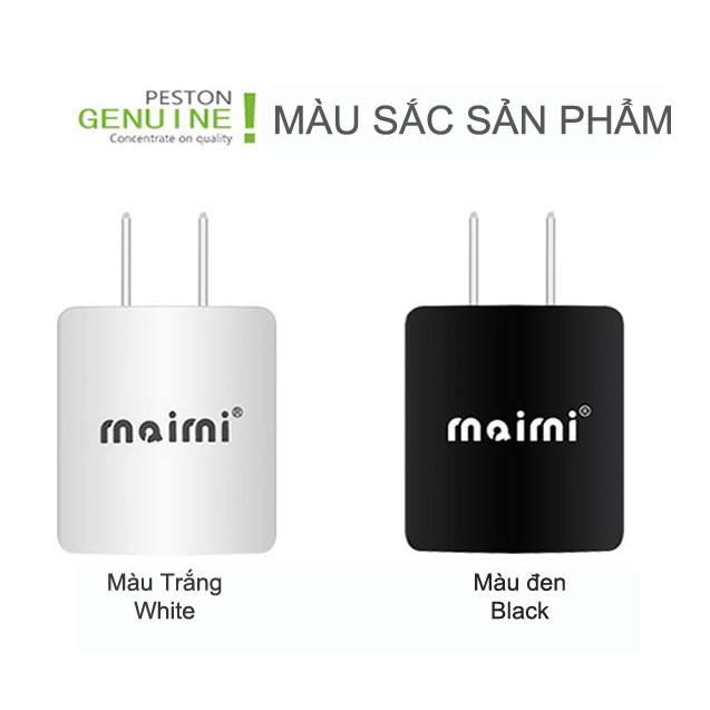 Củ sạc tiêu chuẩn Maimi MM306 Đầu ra 5V - 1A Tích hợp sạc nhiều thiết bị khác nhau như Iphone, Xiaomi, Samsung, Oppo...