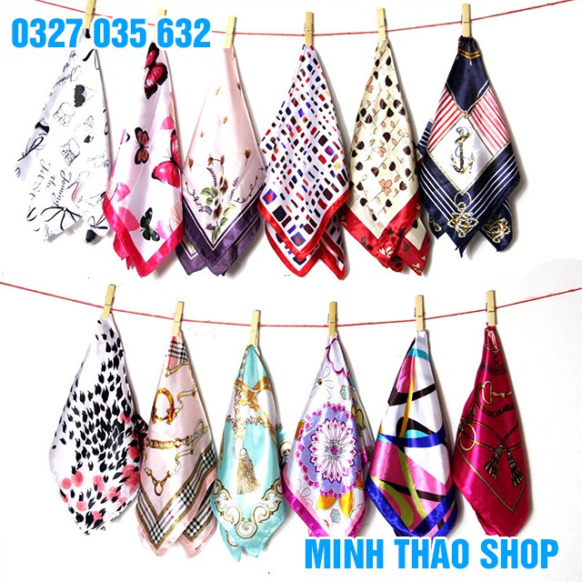 Khăn Turban Headband Bandana Vuông Lụa Satin 50x50 cm Siêu Hot