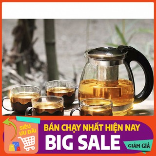 [New] Bộ Ấm Pha Pha Trà Thủy Tinh 5 Chi Tiết Có Lưới Lọc Inox Tiện Lợi [Giá Tốt Nhât[