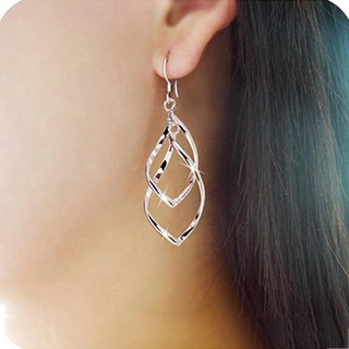 1 Đôi Bông Tai Hình Thoi Bằng Thép Không Gỉ Thời Trang Dành Cho Nữ