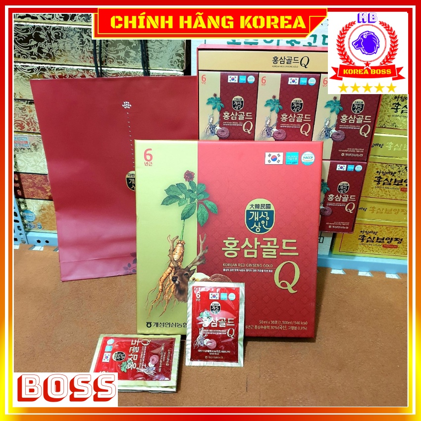 Nước hồng sâm hàn quốc Gold Q, hộp 30 gói - Sâm nhung Plus tăng thể lực, phòng ung thư - koreaboss
