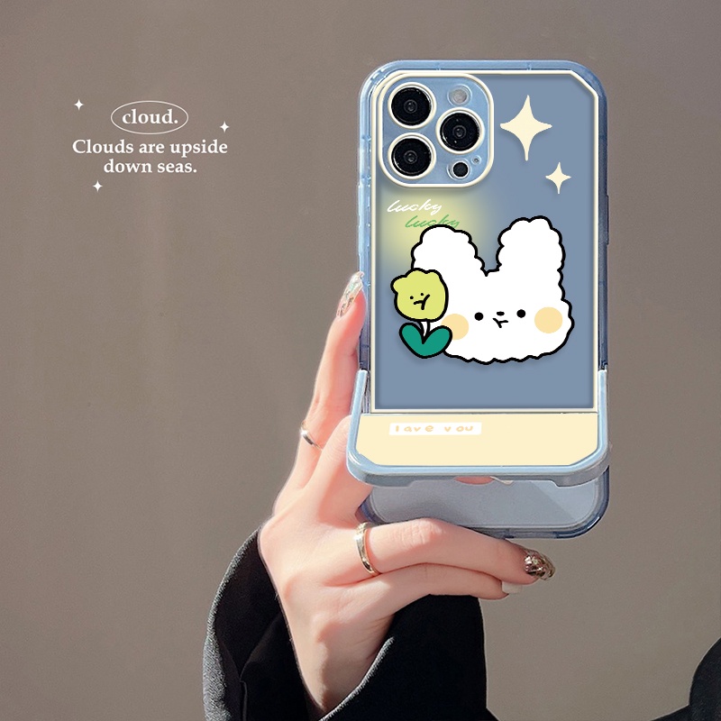 Ốp Điện Thoại Trong Suốt Chống Sốc Có Giá Đỡ Hình Thỏ Cho IPhone 13 12 11 Pro MAX X XR XS MAX 7 8 Plus 6 6S SE 2020