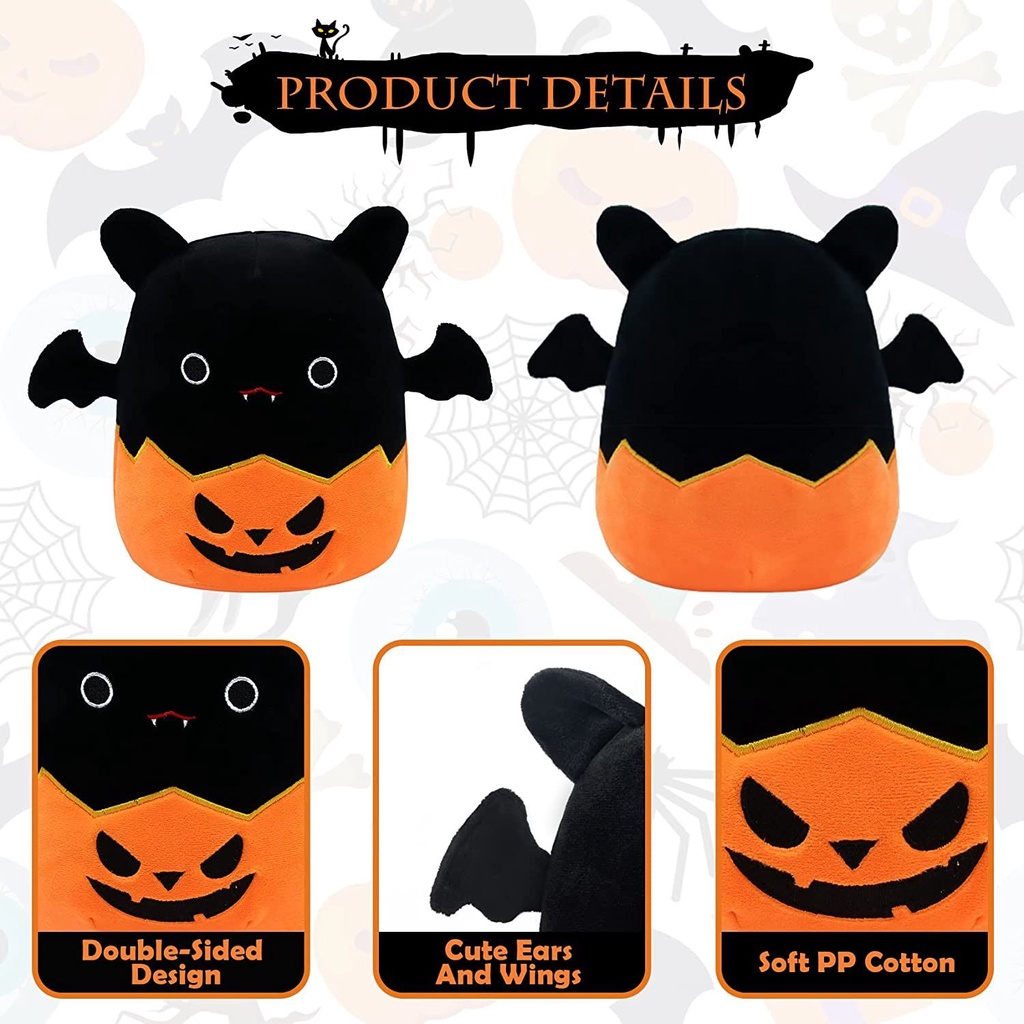 Halloween Pumpkin Bat Plush Toy Creative Bat Pumpkin Stuffed Doll Halloween Home Decoration Kids Birthday Toys Gifts