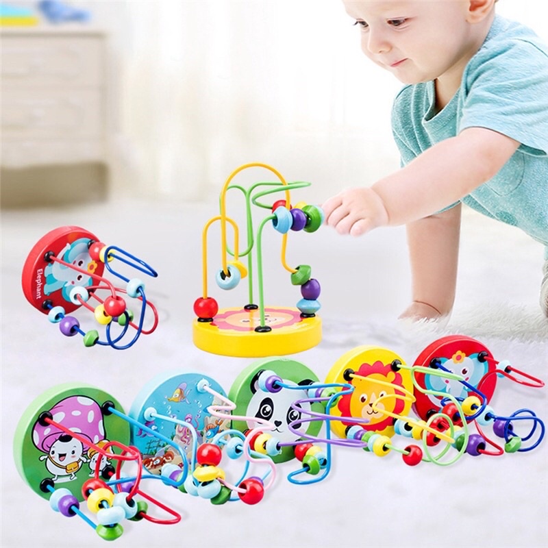 Đồ chơi gỗ montessori, bộ luồn hạt rèn luyện kỹ năng khéo léo, phát triển tư duy cho bé