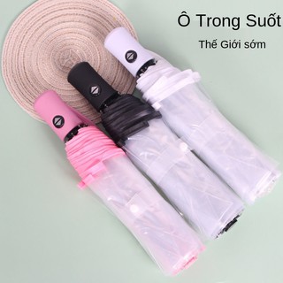 cô gái cầm ô trong suốt Gấp hoa cúc nhỏ lưới màu đỏ tươi Hàn phiên bản to trắng nữ thần tự động