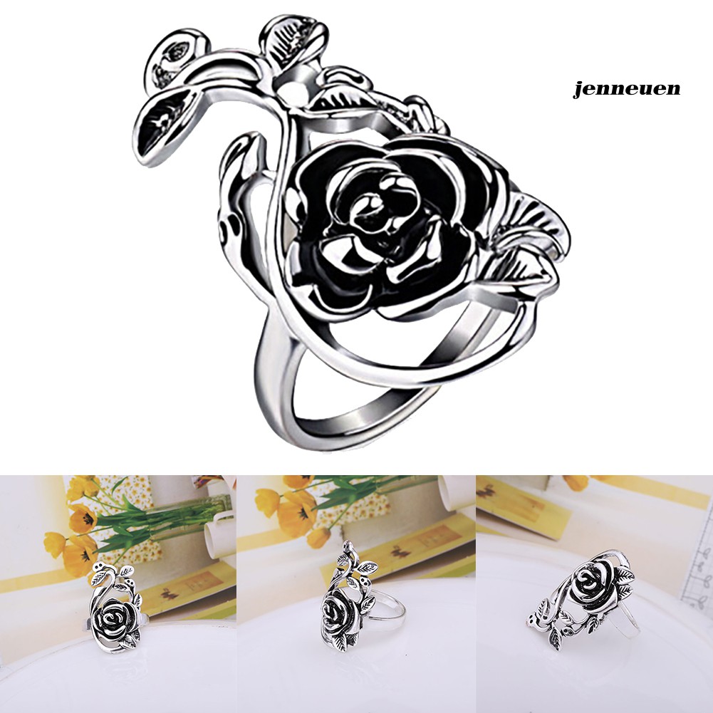 Nhẫn hợp kim hình hoa hồng phong cách gothic dành cho nữ