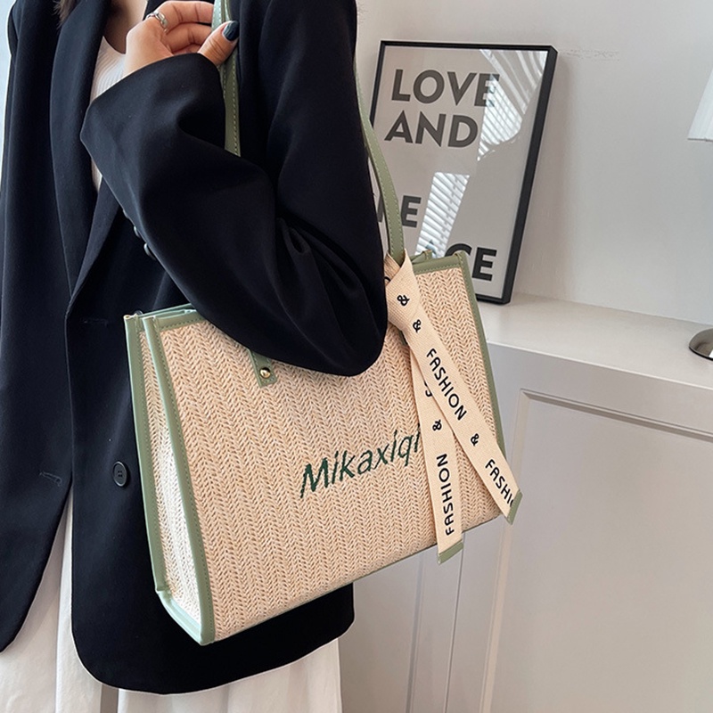 Túi Xách Đeo Vai Đan Cói Cỡ Lớn Thời Trang Nữ Sành Điệu