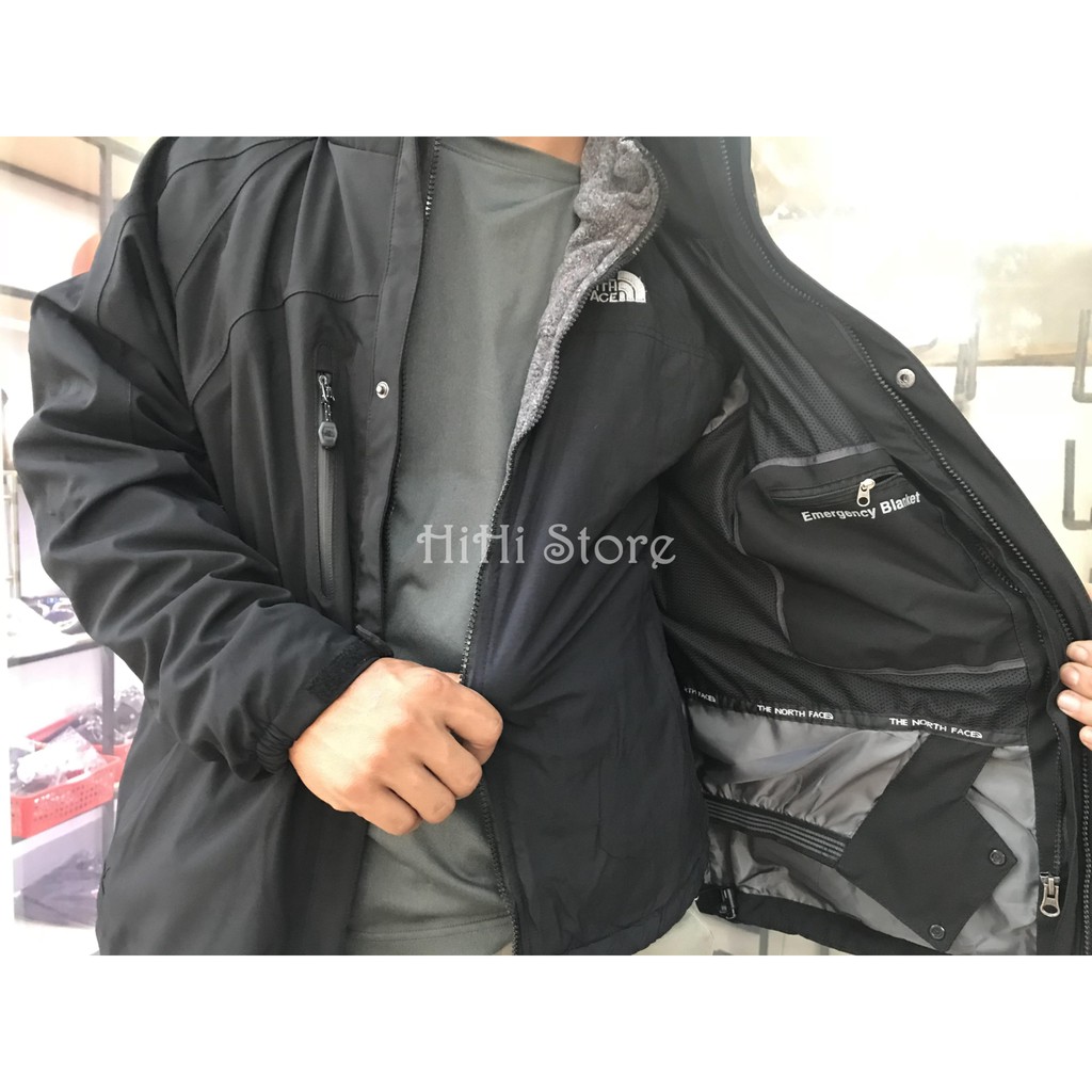 [BIG SALE SIZE S] áo 3 lớp the north face lót nỉ tháo rời MÀU FULL ĐEN