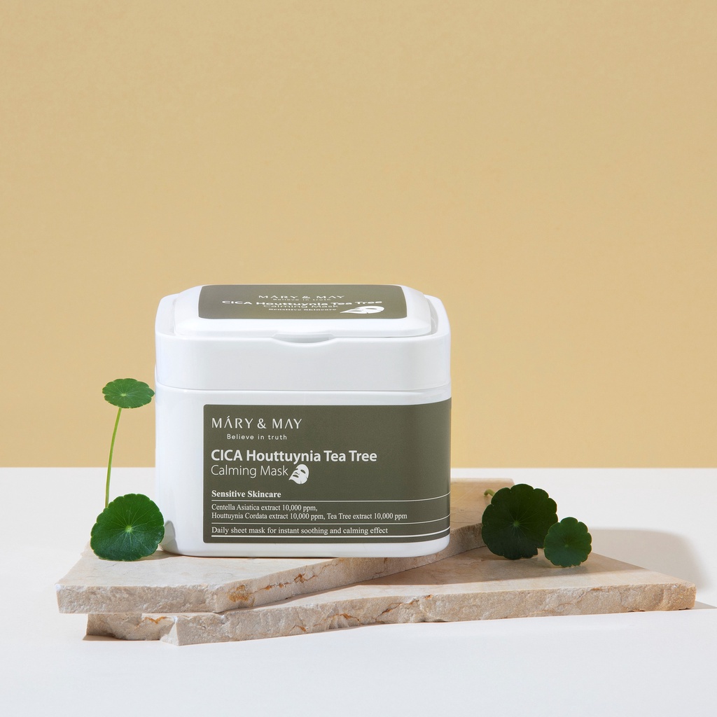 Mặt Nạ Giấy Làm Dịu Da Mary&May CICA Houttuynia Tea Tree Calming Mask