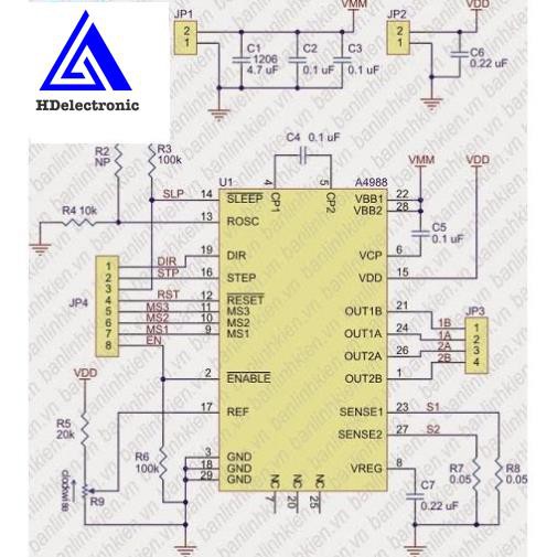 [Mô đun] Module Điều Khiển Động Cơ Bước A4988 zin