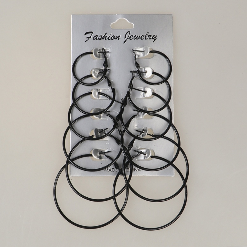 Set 6 Đôi Bông Tai 6 Đôi Khuyên Tròn Thời Trang Âu Mỹ