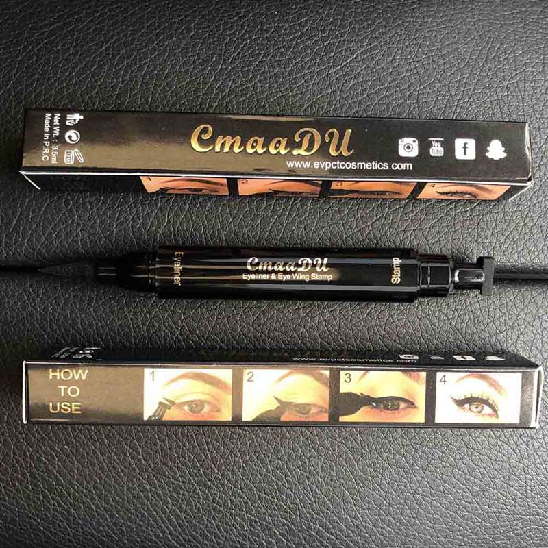 2 in 1 Eye Liner Eyes Makeup Double Head Black Quick Dry Stamps Eyeliner Waterproof pencil Long-lasting Liquid