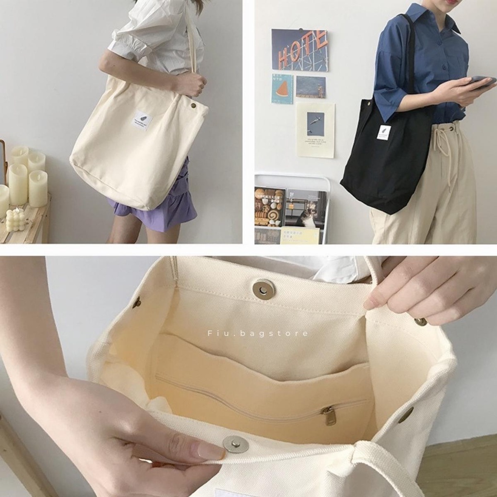 Túi Tote Túi Vải Trơn Canvas Dày Dặn Nhiều Màu Sắc Fiu.Bagstore