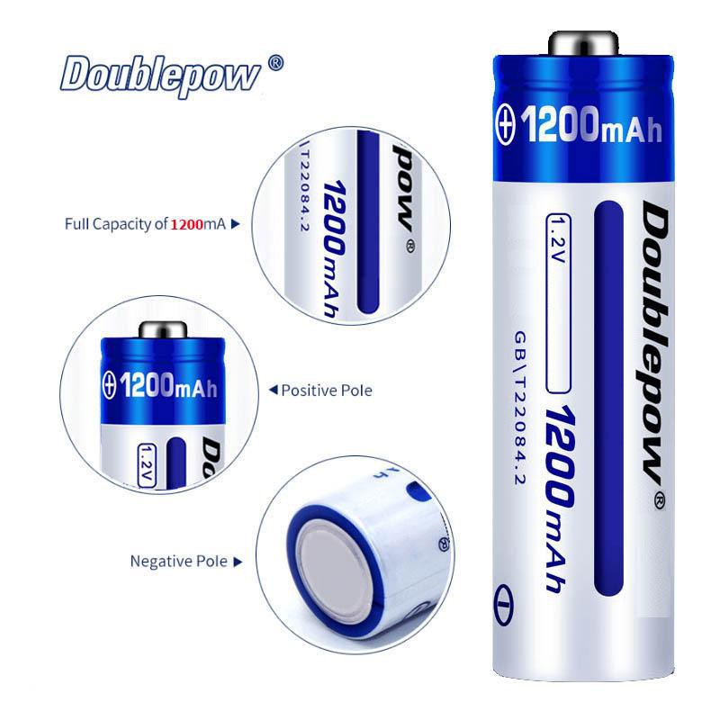 Bộ Sạc AA/AAA + 4 Pin AA 1200mAh Doublepow DP-B01 Pin Sạc Micro Không Dây, Đồ Chơi Điện Tử, Đồng Hồ Treo Tường