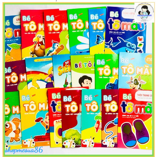 SET 10q tập tô màu siêu rẻ cho bé [đủ 10 chủ đề](14 hình tô khổng lồ trong 1q)