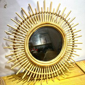 Gương treo tường decor bằng mây tròn/Gương mây tròn treo tường
