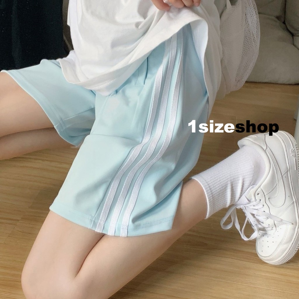 [Mã SMA071008 hoàn 10K xu đơn 0Đ] Quần short nam nữ 3 sọc thời trang ulzzang bigsize (đen, trắng, xanh) 1sizeshop