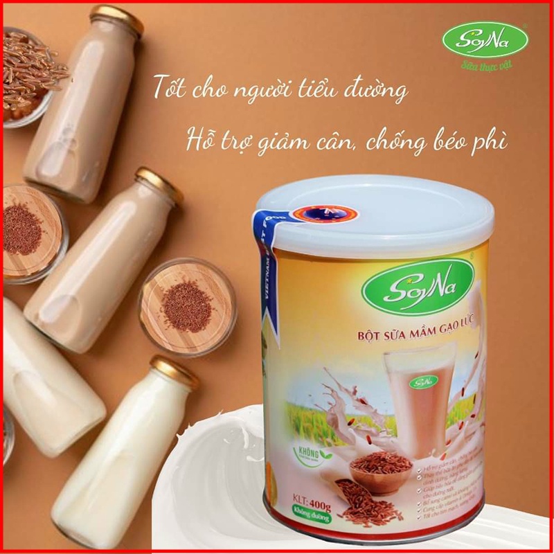 Bột Sữa Mầm Gạo Lứt không đường- Hộp 400g- Bổ sung Canxi và khoáng chất tự nhiên - NMOL