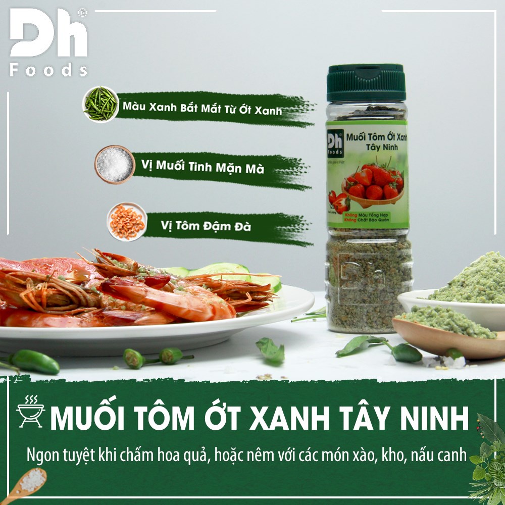 Muối Tôm Ớt Xanh DHFOOD 120G - Chấm gà luộc, trứng luộc