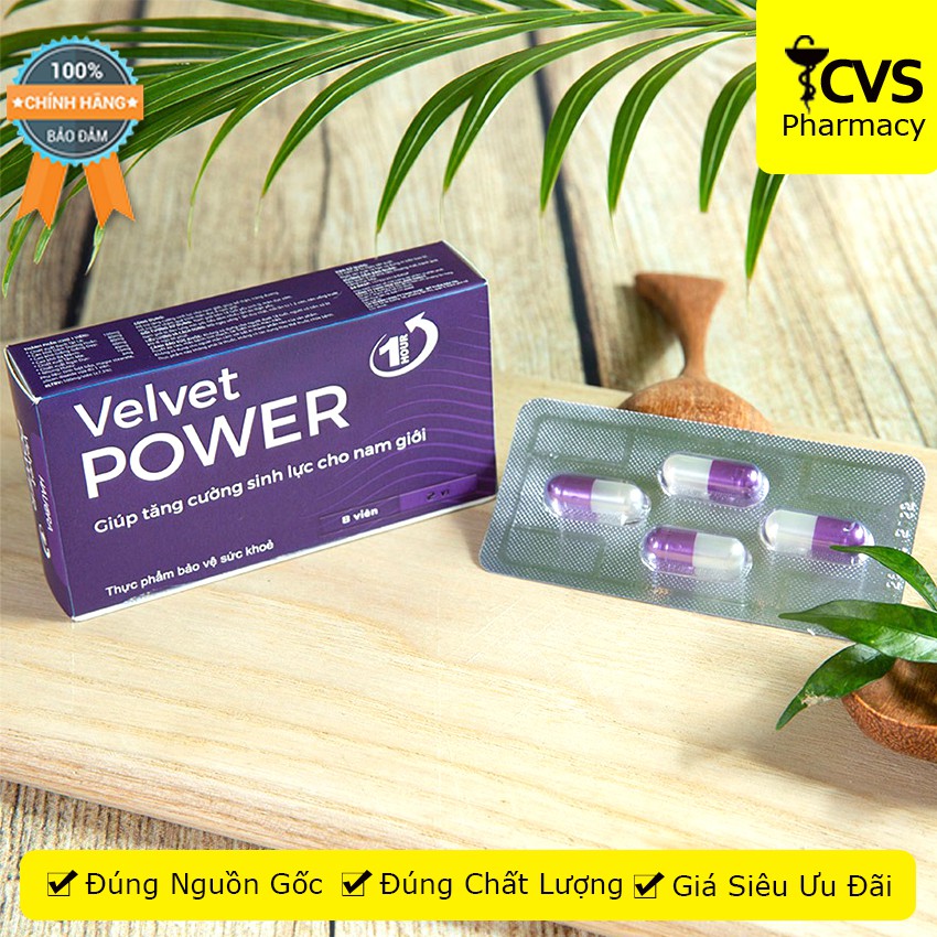 Viên uống Velvet Power 1 Hour (Hộp 8 viên) - hỗ trợ tăng cường sinh lý nam giới, giúp bổ thận, tráng dương - cvspharmacy