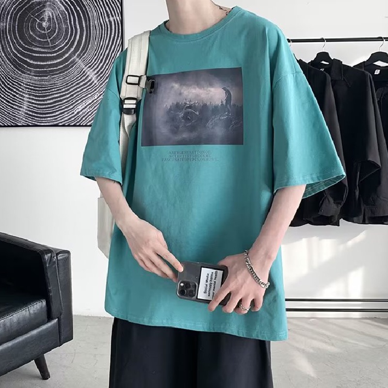 Áo Thun Tay Ngắn Dáng Rộng In Chữ Thời Trang Mùa Hè Phong Cách Hàn Quốc Cho Nam Và Nữ Size M-8XL