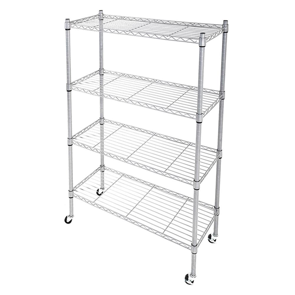 Homebase FURDINI Bộ kệ để đồ bằng thép có 4 ngăn lưu trữ đồ đạc FLOW W91.4xH142xD35.6cm màu bạc