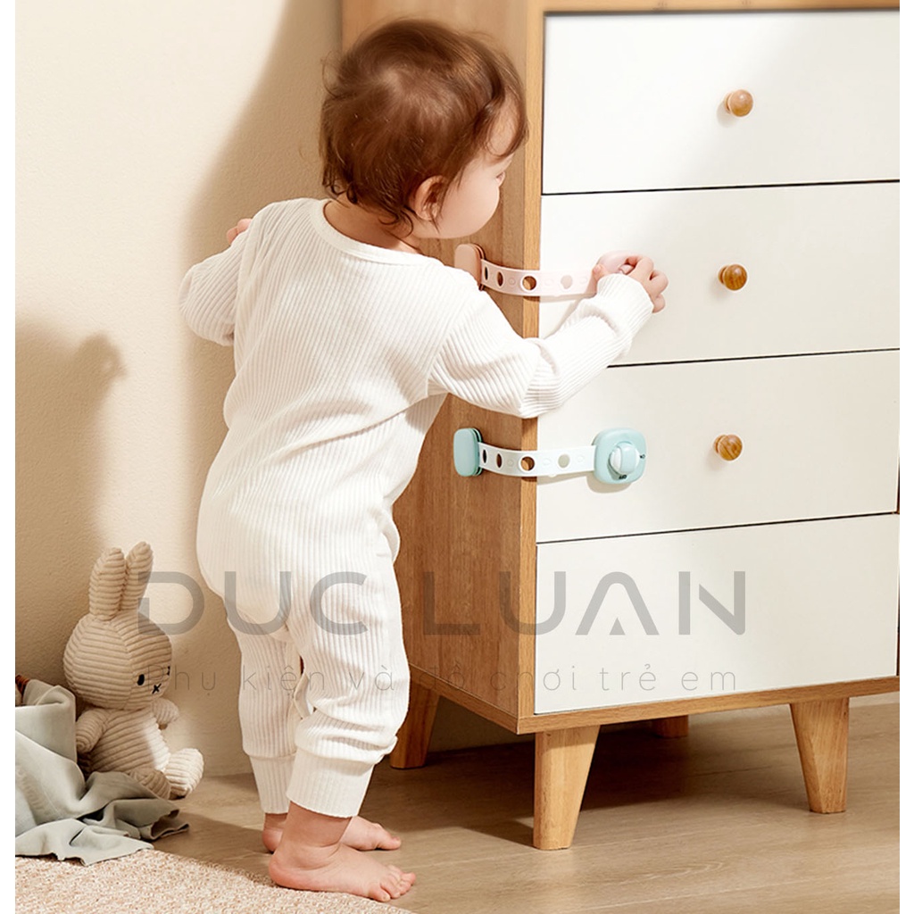 Khóa tủ lạnh bản cao cấp, thông minh - Khóa tủ, ngăn kéo giũ an toàn cho bé -Kep dán 3M