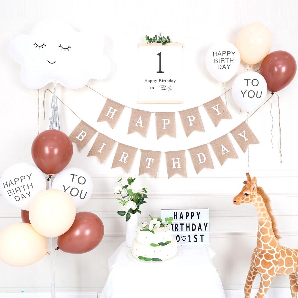 Bong Bóng Bằng Giấy Kraft Màu Trắng Dùng Trang Trí Tiệc Sinh Nhật