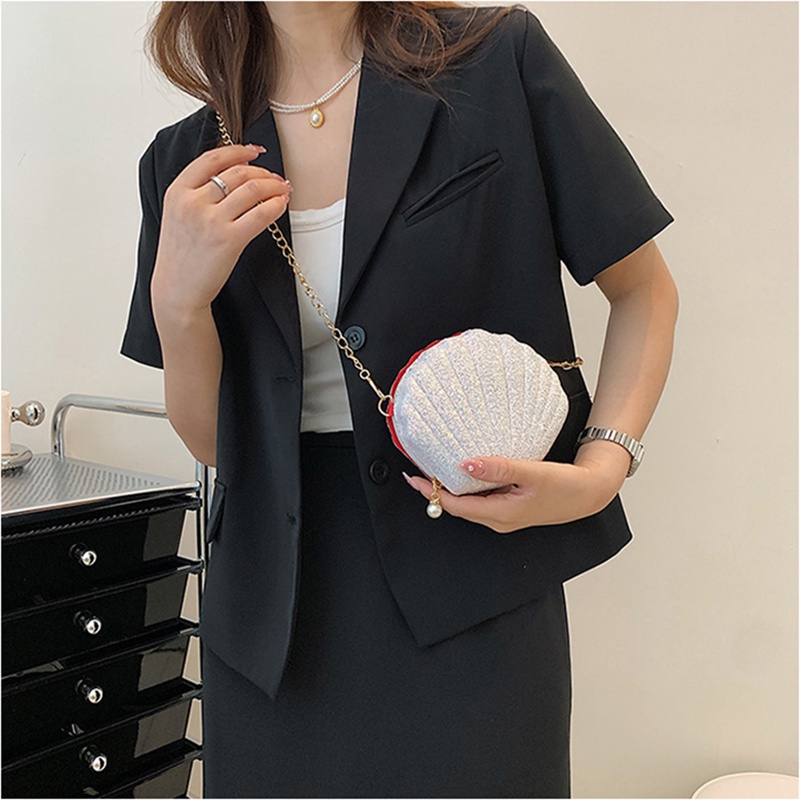 Túi đeo chéo mini IELGY hình vỏ sò thời trang tùy chọn màu sắc dành cho nữ