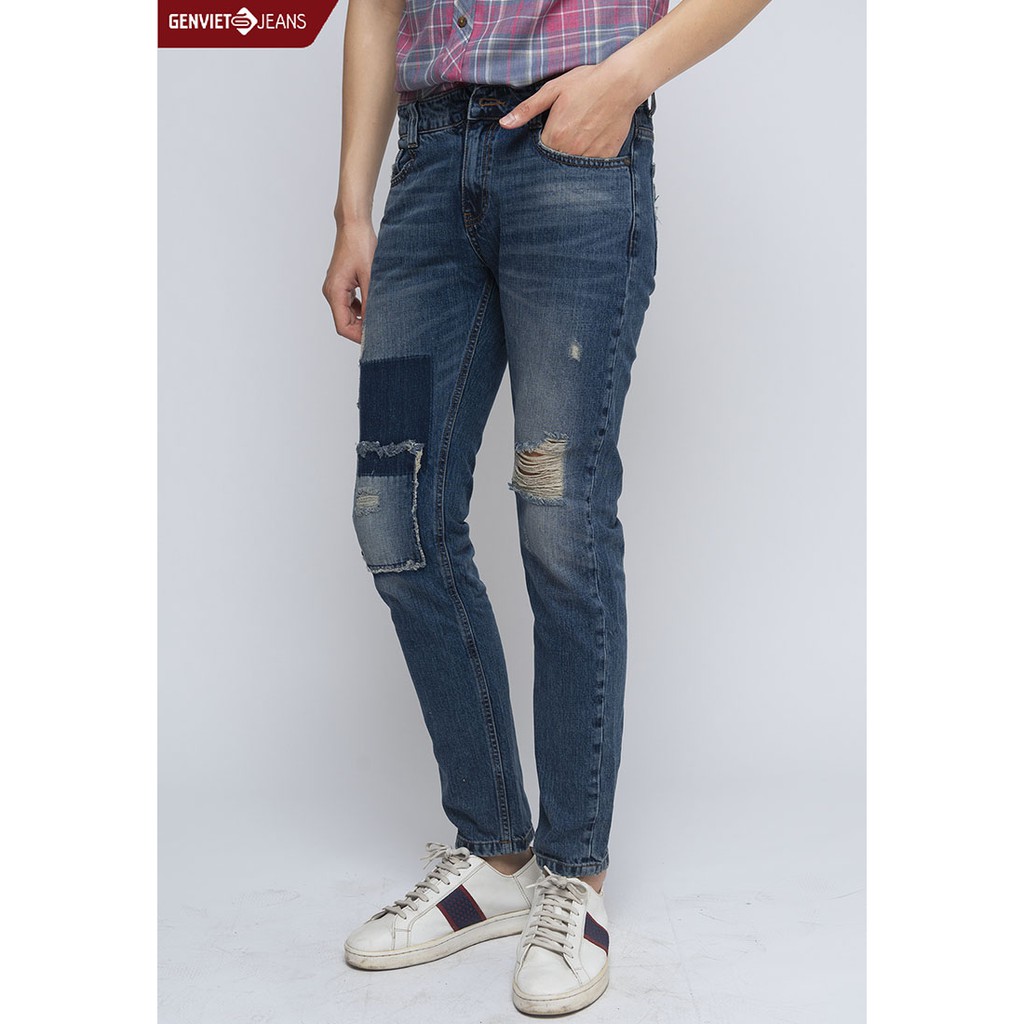  X1103J722 - Quần Dài GENVIET Jeans Nam Phối Xước | BigBuy360 - bigbuy360.vn
