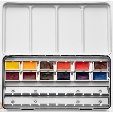 [XÓM VẼ] Set 12 màu nước Roman Szmal Aquarius TẶNG hộp thiếc đựng kiêm palette Hortus Botanicus