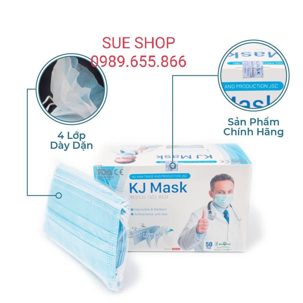 Khẩu trang y tế 4 lớp AMI hàng chuẩn công ty (Hộp 50 cái)