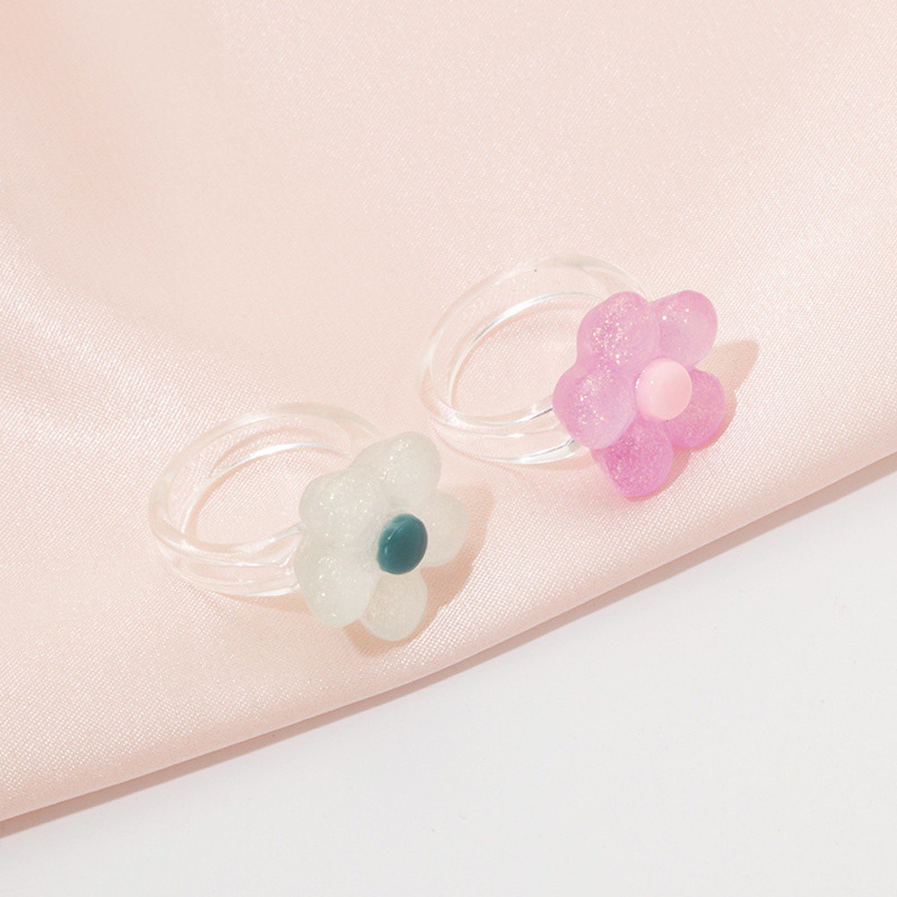 Nhẫn Nhựa Acrylic Hình Vuông / Hoa Nhiều Màu Sắc Phong Cách Hàn Quốc Cổ Điển Thời Trang Cho Nữ