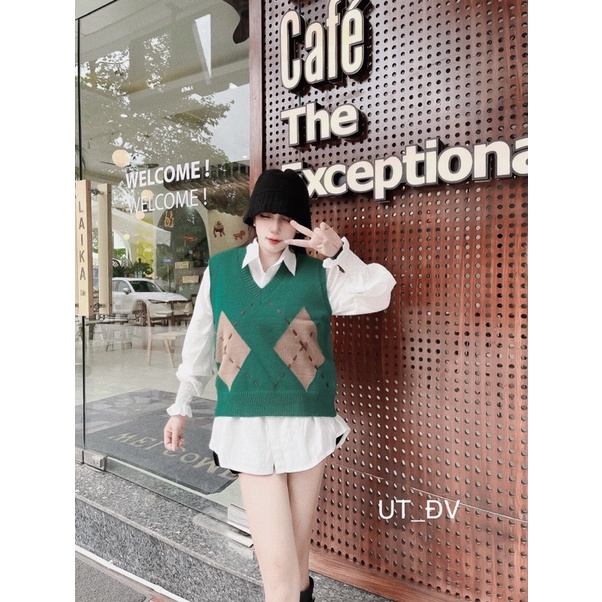 Áo len gile trám to