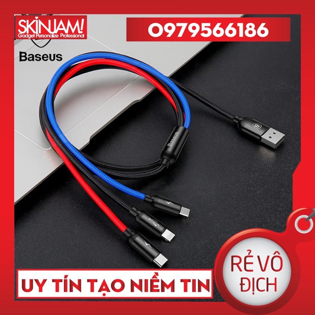 Dây cáp sạc nhanh 3 in 1 Baseus (Micro USB - Lightning - Type-C) - 120cm
