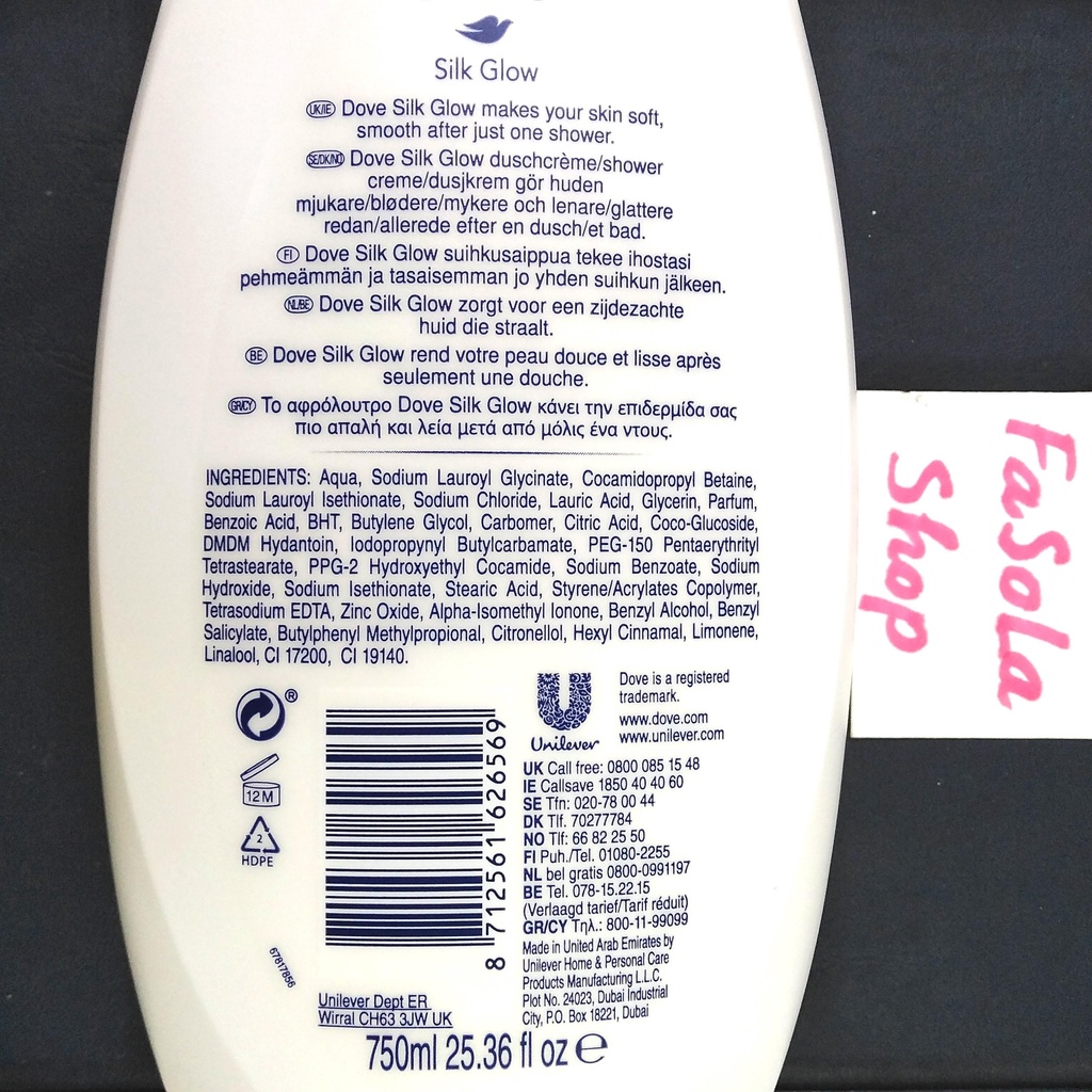 Sữa tắm dưỡng thể DOVE 750ml sản xuất tại EU chai siêu to dưỡng ẩm chuyên sâu hoa sen và nước gạo body wash nourishing