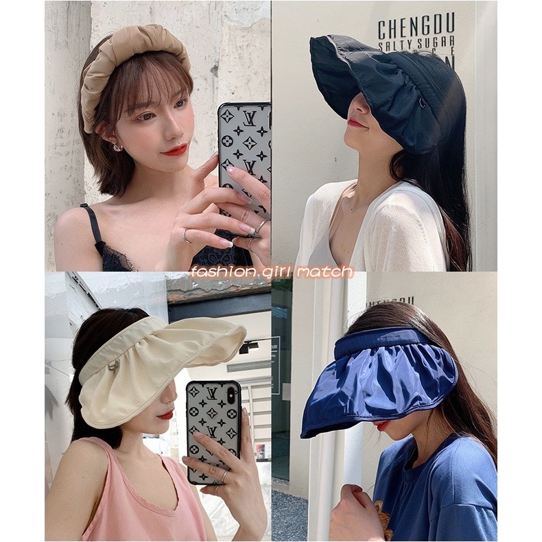 Mũ Chống Nắng Nón Chống Nắng Nửa Đầu Hình Vỏ Sò đa năng 2 in 1 kết hợp gấp gọn làm băng đô thời trang thời