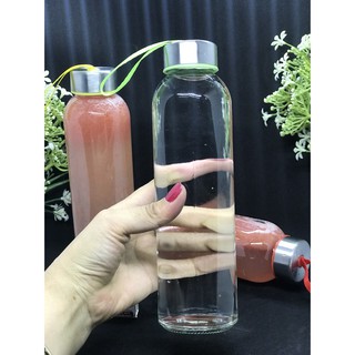 (Thanh lý)Chai đựng nước,detox thủy tinh có dây xách 500ml MSP:BĐNCDX005B14K