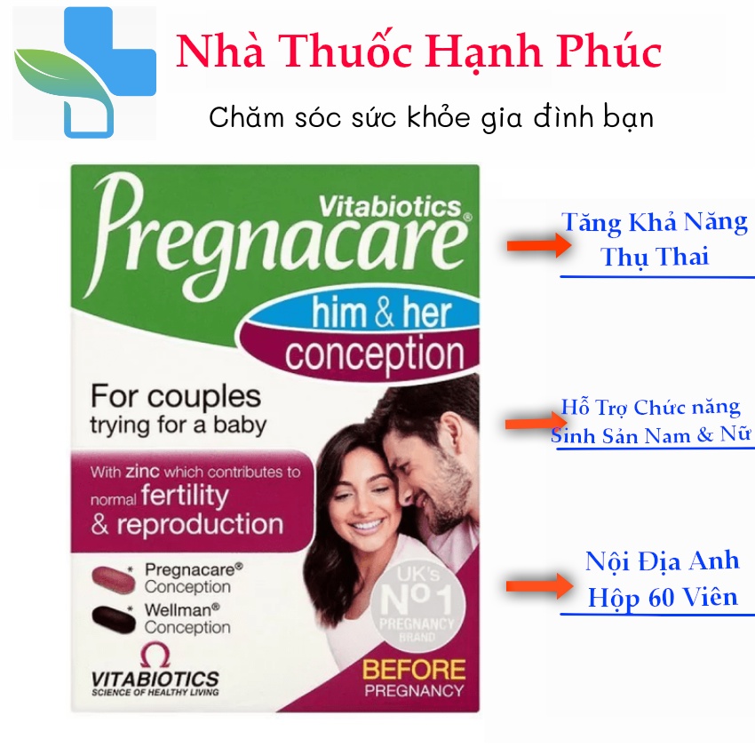 Vitamin Pregnacare Him and Her Conseption Vitabiotics 60 viên của Anh Quốc - Dành cho cả nam và nữ