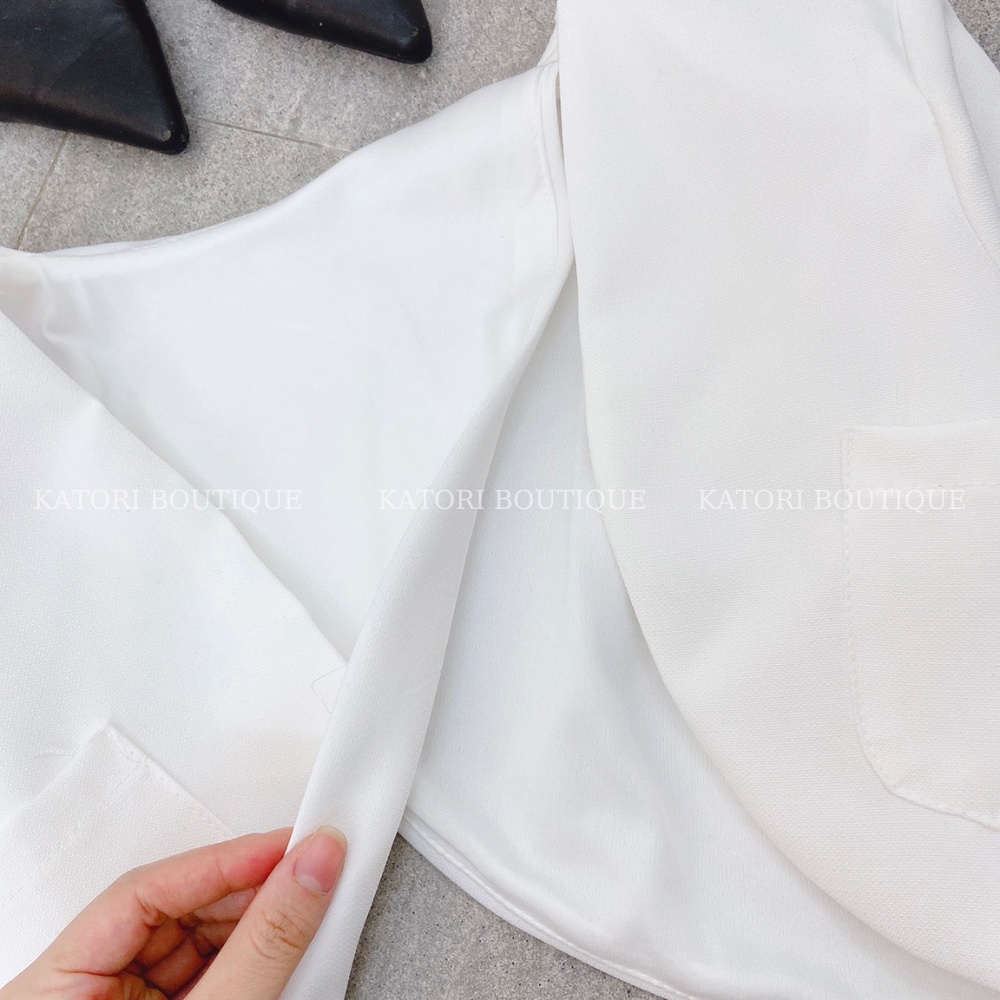 Set Đầm Trắng Xoè Kèm Khoác Crop