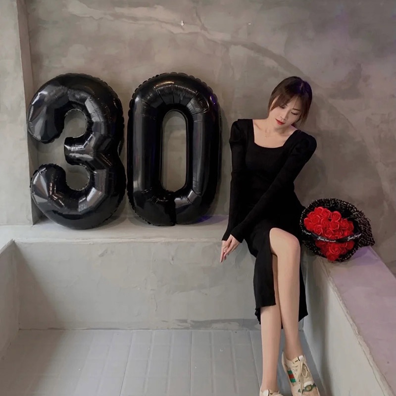 Bong Bóng Số 0-9 Màu Đen Trang Trí Tiệc