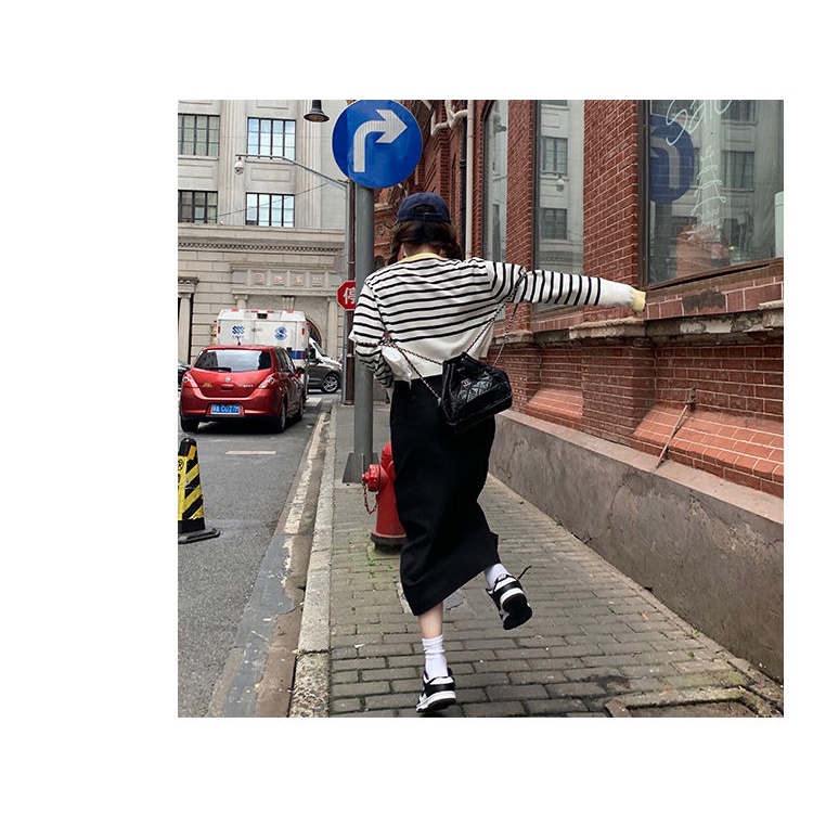 Áo khoác cardigan kẻ sọc màu sắc tương phản năng động thời trang cho nữ