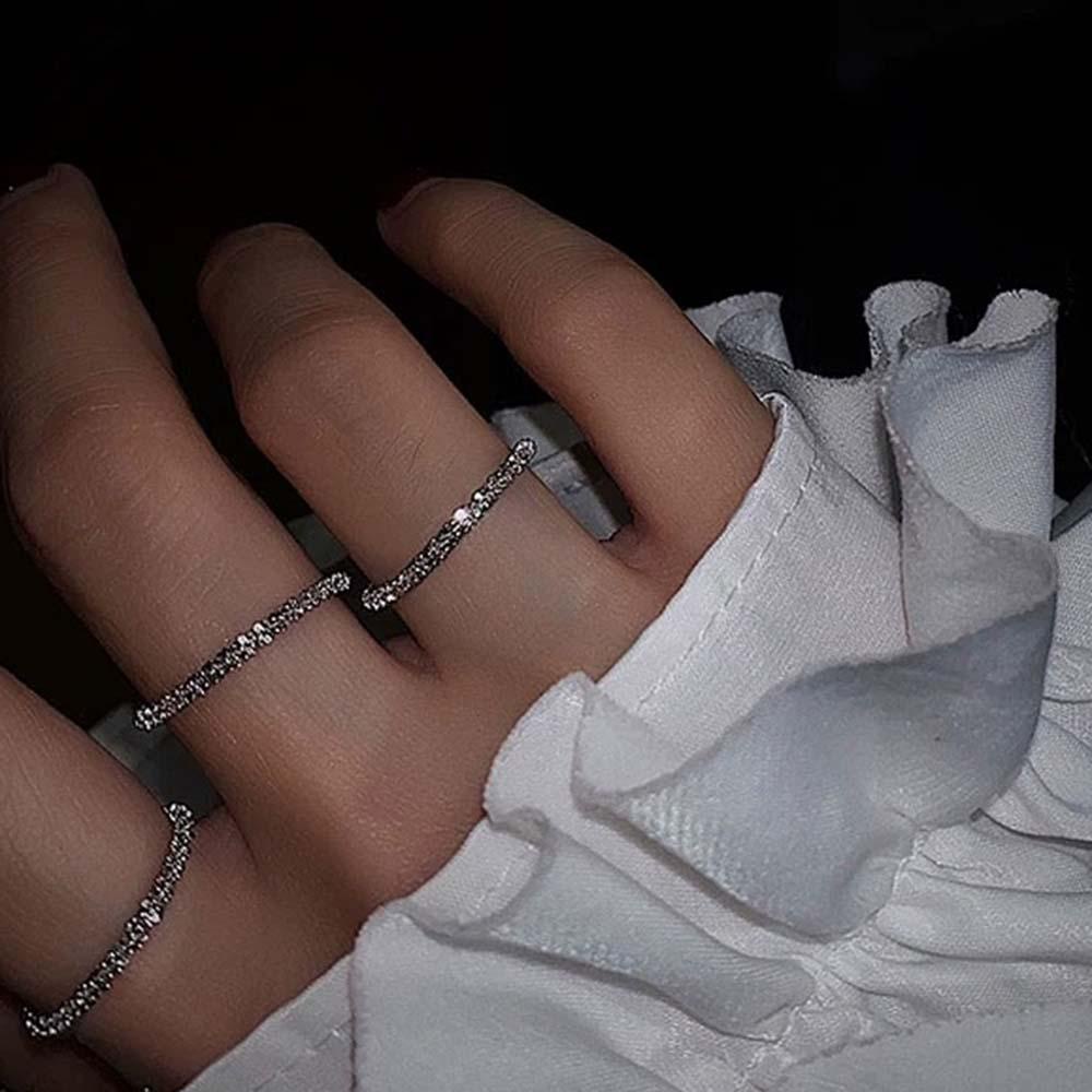 FORBETTER Nhẫn Dây Xích Bằng Đồng Lấp Lánh Thời Trang Cho Nữ