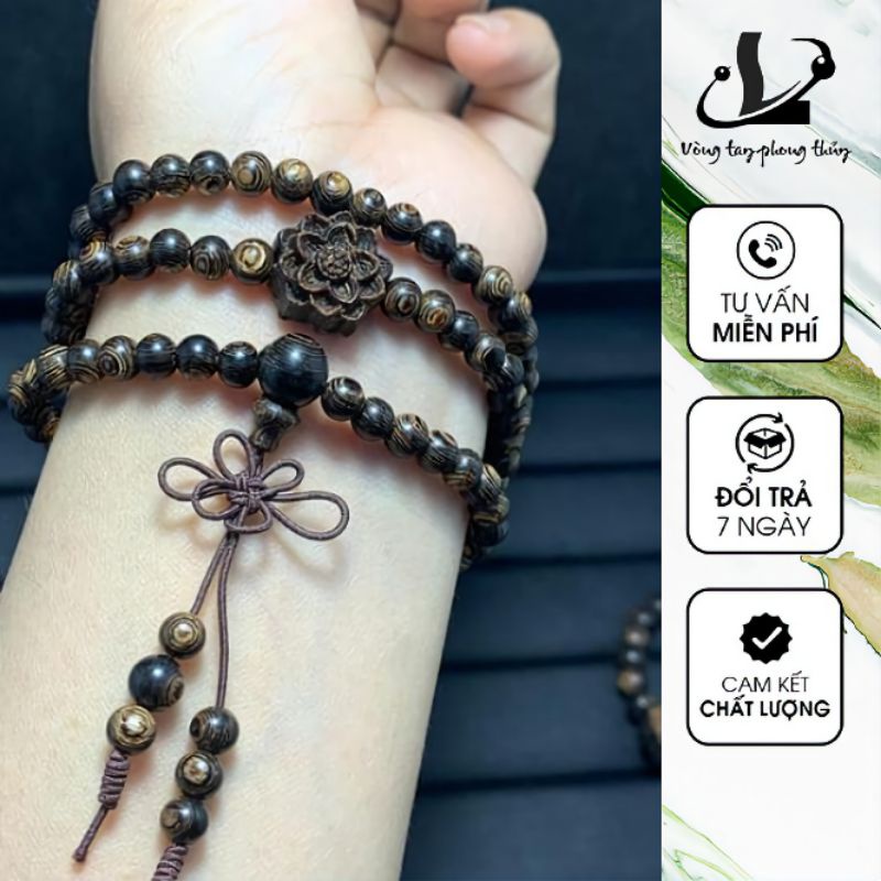 Chuỗi Vòng 108 Hạt Trầm Sánh 6mm Mix Chamr Sen - N44 | BigBuy360 - bigbuy360.vn