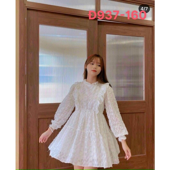 Đầm Trắng Xoè lông Vũ