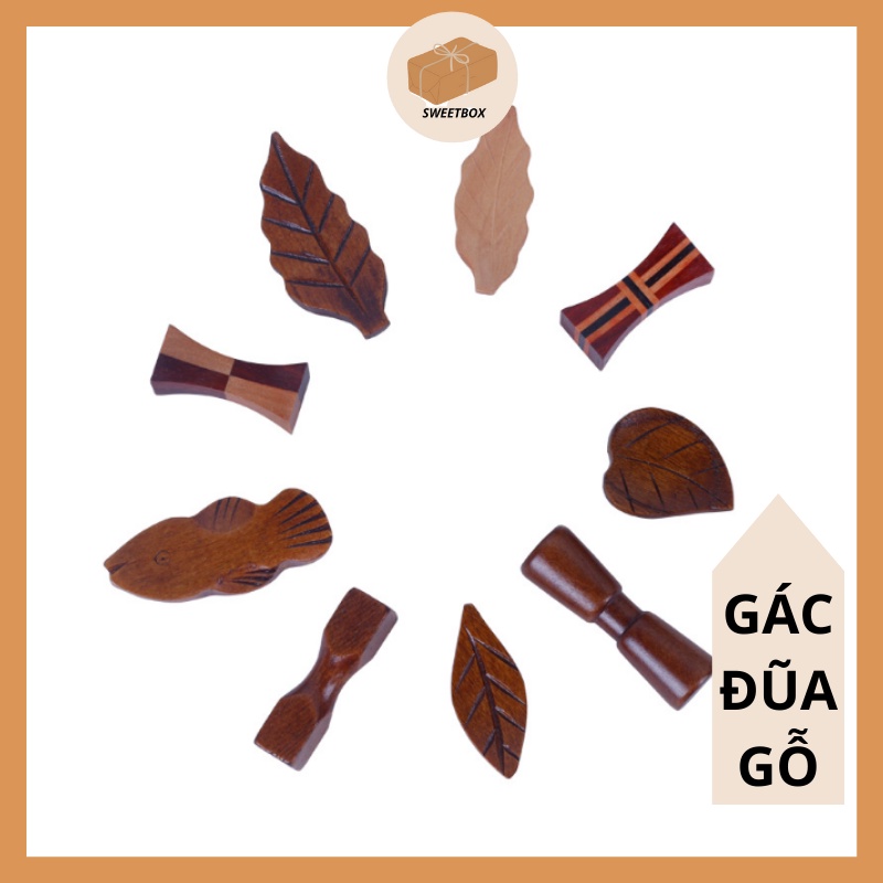 Gác Đũa Gỗ - Gác Bút Cọ Vẽ Phong Cách Nhật Bản Hình Lá Hình Cá -Dụng Cụ Bàn Ăn Chụp Hình Sản Phẩm