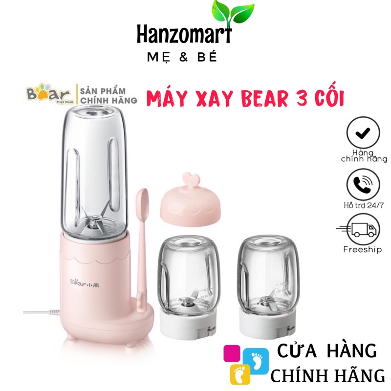 Máy xay đa năng 3 cối Bear ăn dặm cối thuỷ tinh