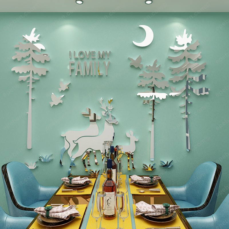 Tranh dán tường mica 3d decor khổ lớn i love my family trang trí phòng khách, phòng ngủ Nhiều Size - EPeBen