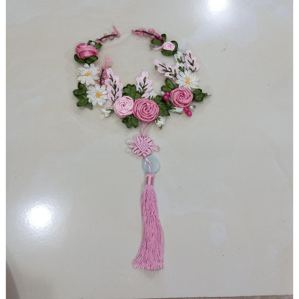 Tròn thêu hoa ruy băng kèm dây trang trí áo dài xinh xắn