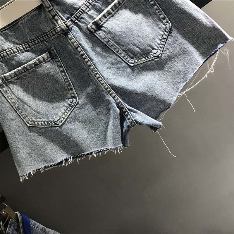 Quần Đùi denim Lưng Cao In Chữ Thời Trang Cho Nữ 11025